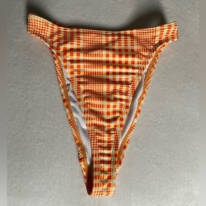 NWOT Rare UO Out From Under Heidi high cut waist orange checkered bikini bottom